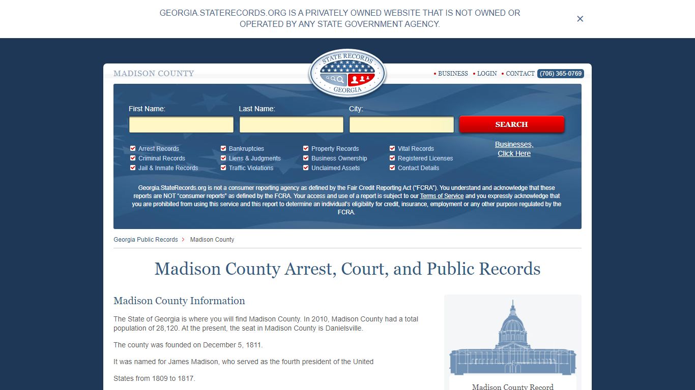 Madison County Arrest, Court, and Public Records