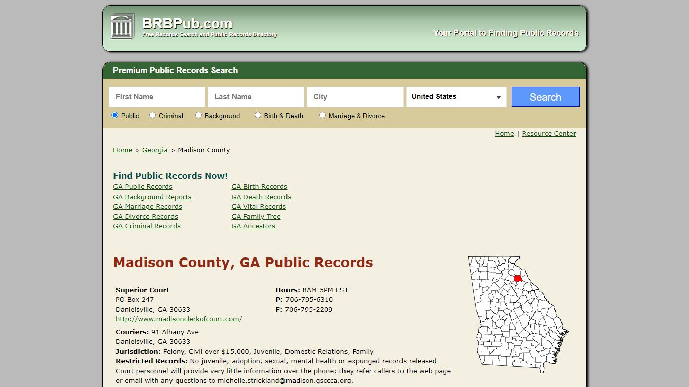 Madison County Public Records | Search Georgia Government Databases